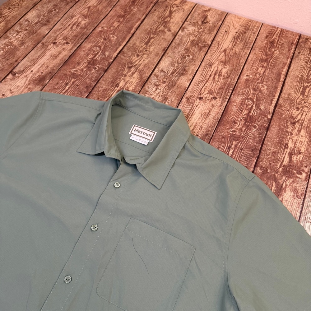 Marmot Arex UPF40 SS SHRT Mens Large Agate Green Short Sleeve Hiking Shirt